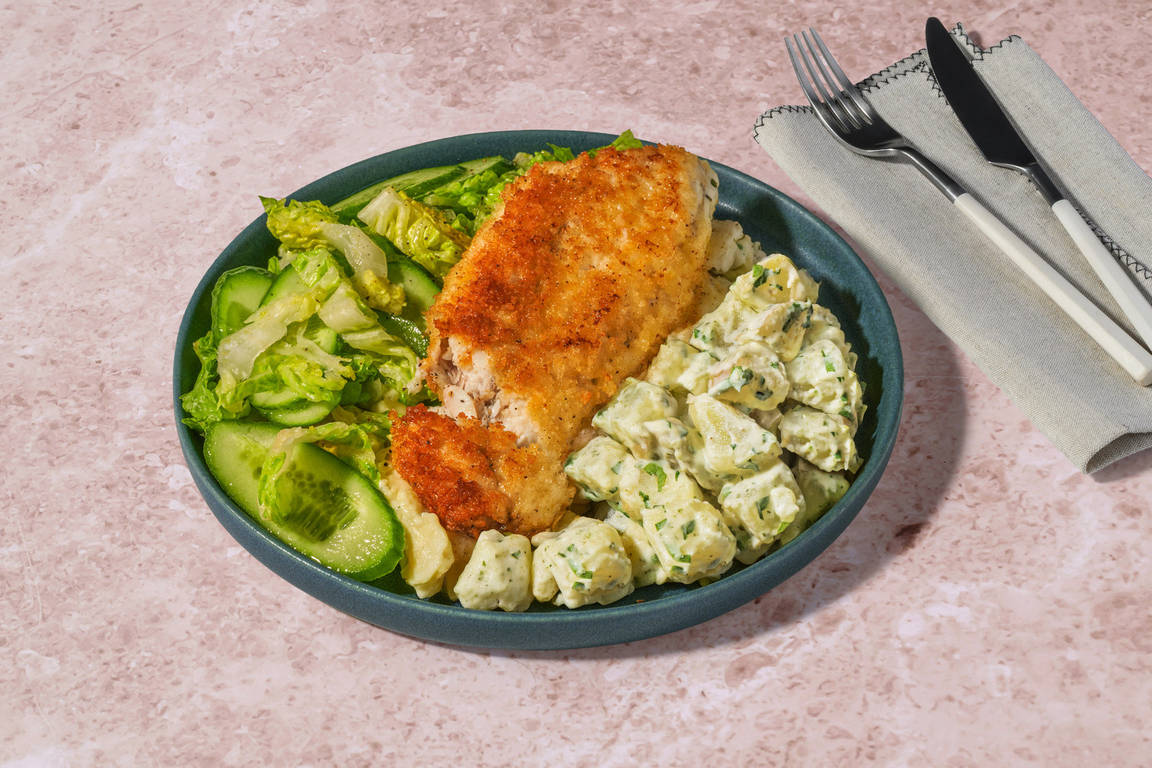Easy Crumbed White FIsh & Creamy Potatoes