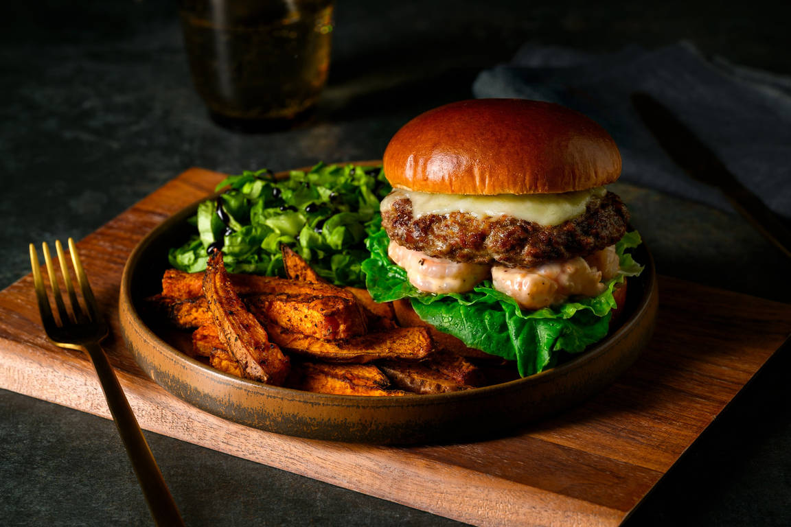 Cheesy Surf and Turf Burger