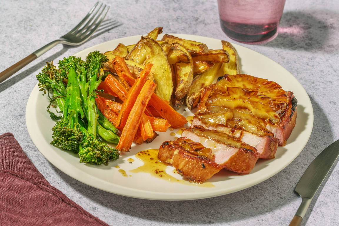 Pan-Fried Gammon and Charred Pineapple Rings