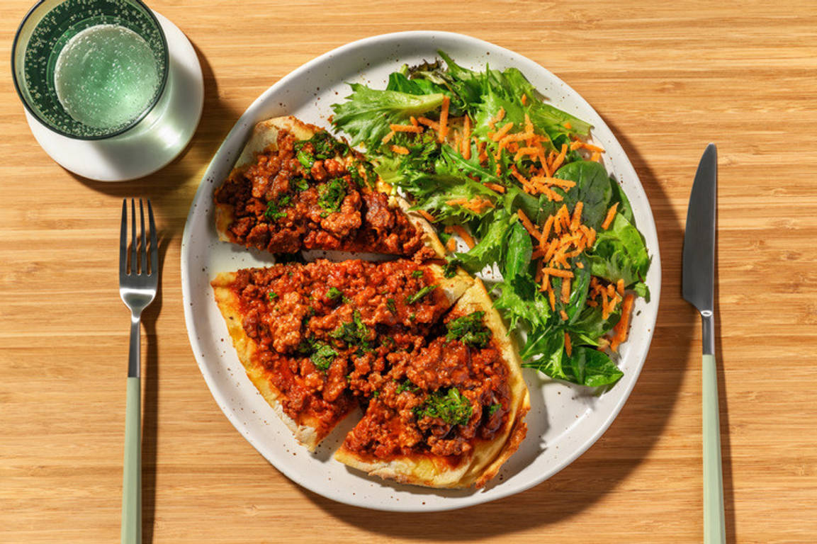 Naan façon pide turc au bœuf & persil