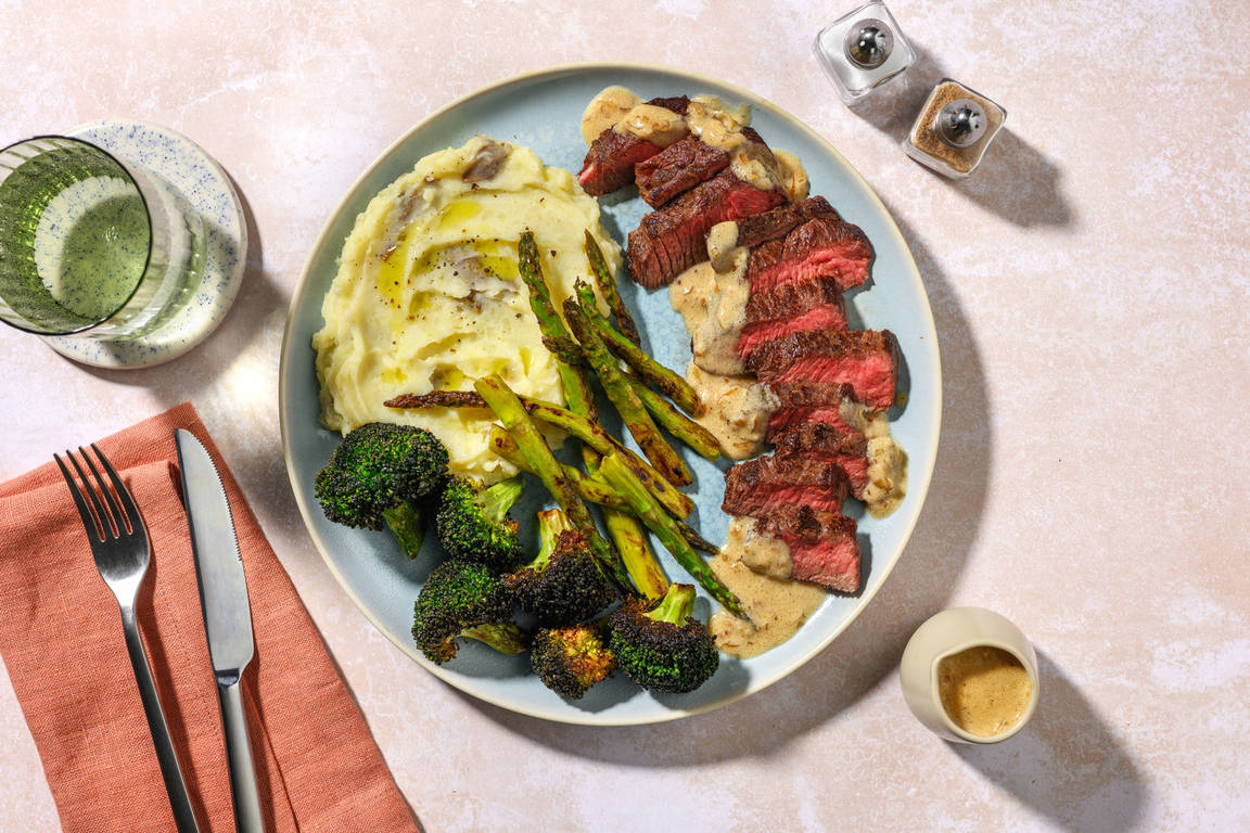 Rump Steak and Homemade Peppercorn Sauce