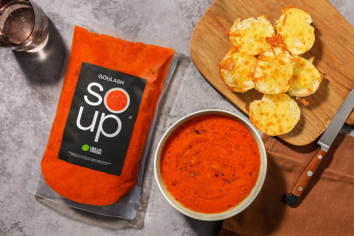 Goulash Soup and Two-cheese Garlic Bread