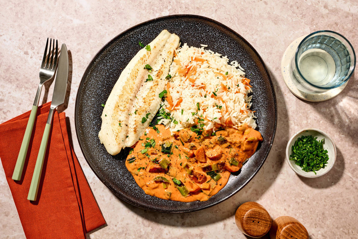 Fischfilet mit Tomaten-Sahne-Soße