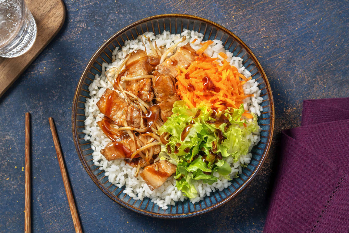 Koreaanse-stijl speklap en zoetzure wortel