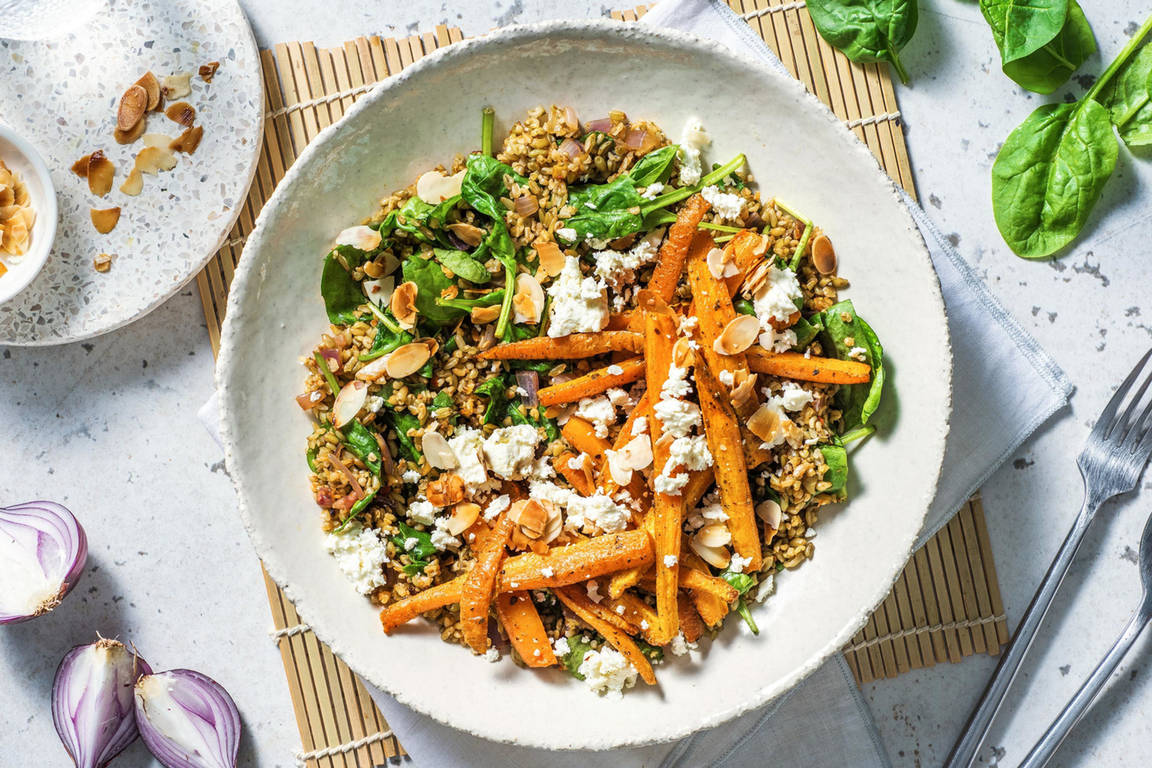 Freekeh aux épinards à la harissa