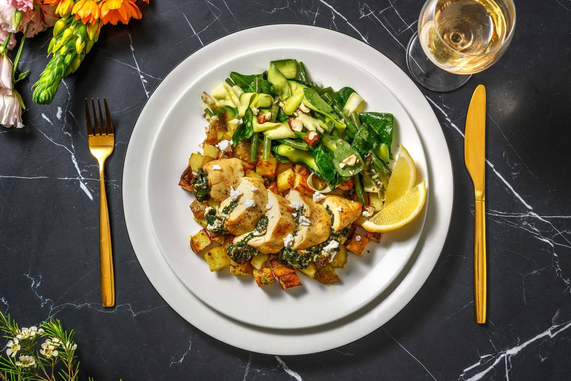 Poulet farci aux épinards et au chèvre