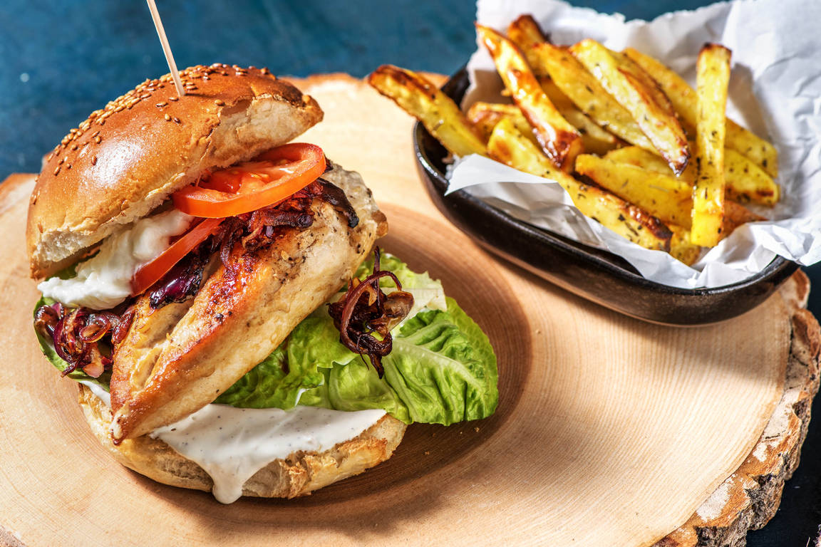 Hähnchen-Burger mit Mozzarella