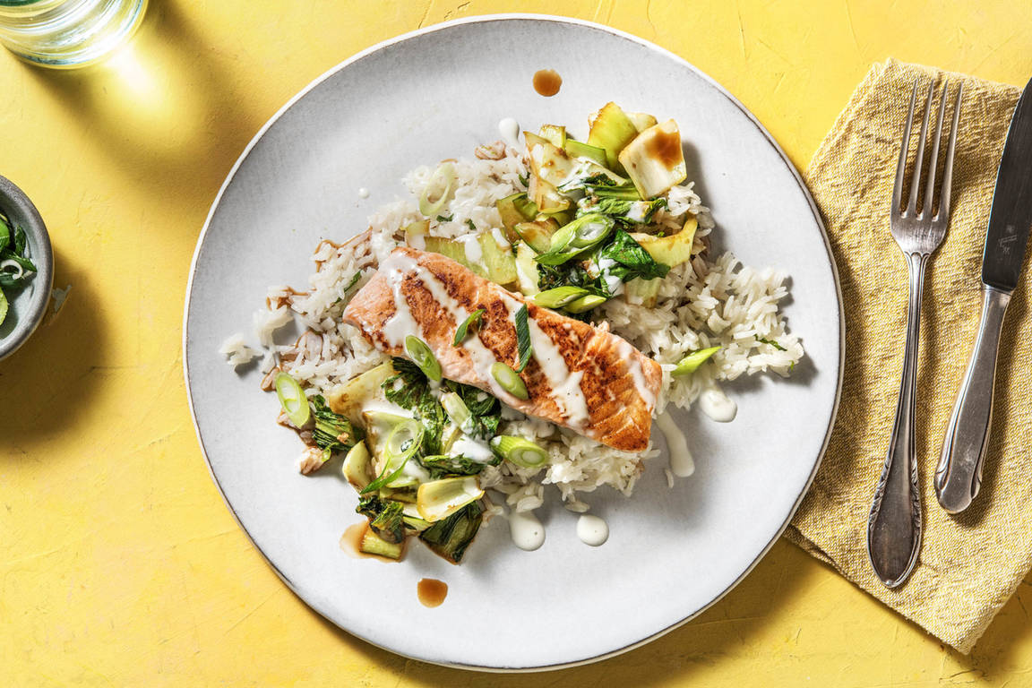 Pan-Fried Salmon with Soy-Glazed Bok Choy