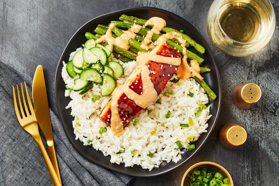 Sweet Soy Salmon & Chili Roasted Green Bean Bowls