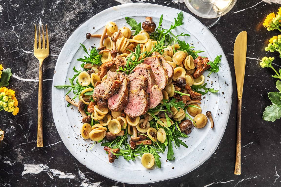 Varkenshaas met romige paddenstoelensaus