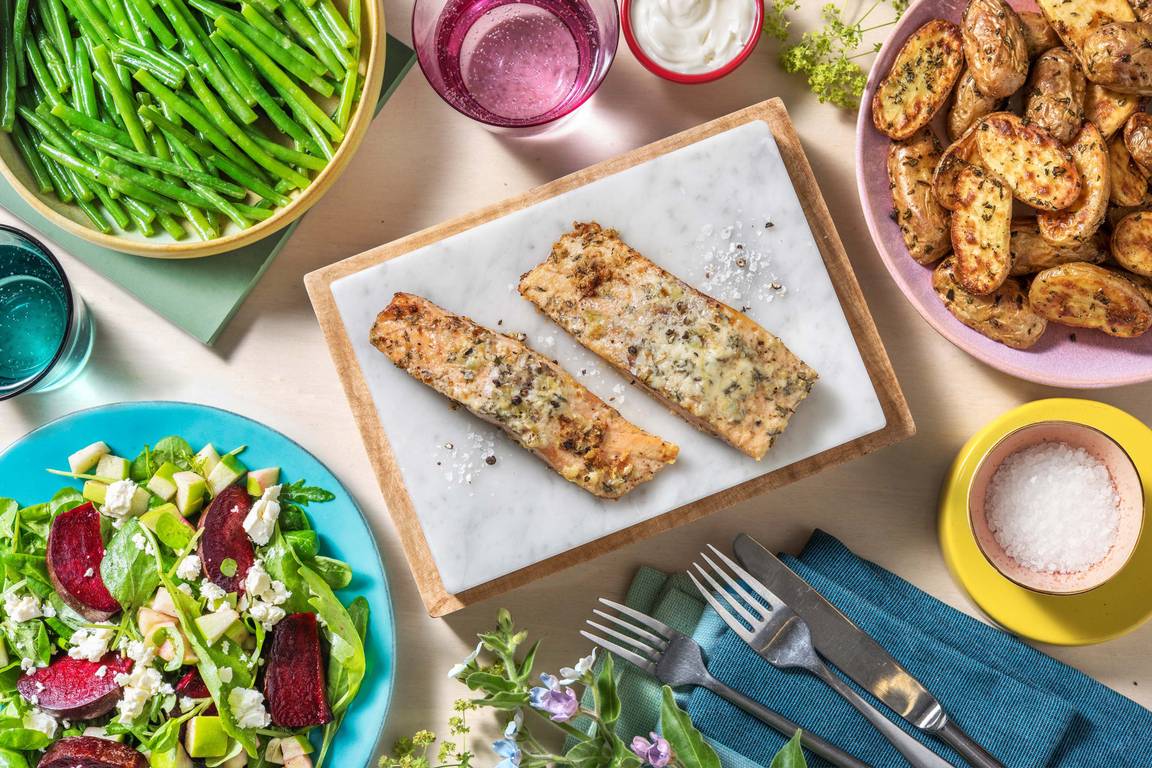 Zalmfilet uit de oven met haricots verts
