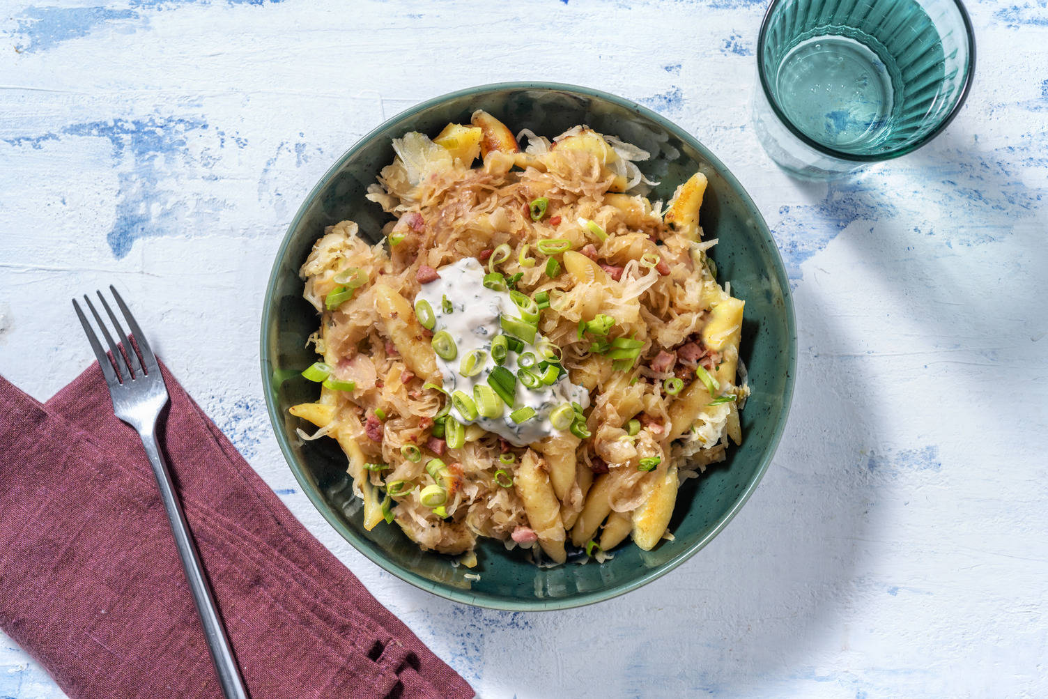 Schupfnudelpfanne mit doppelt Bacon & Sauerkraut