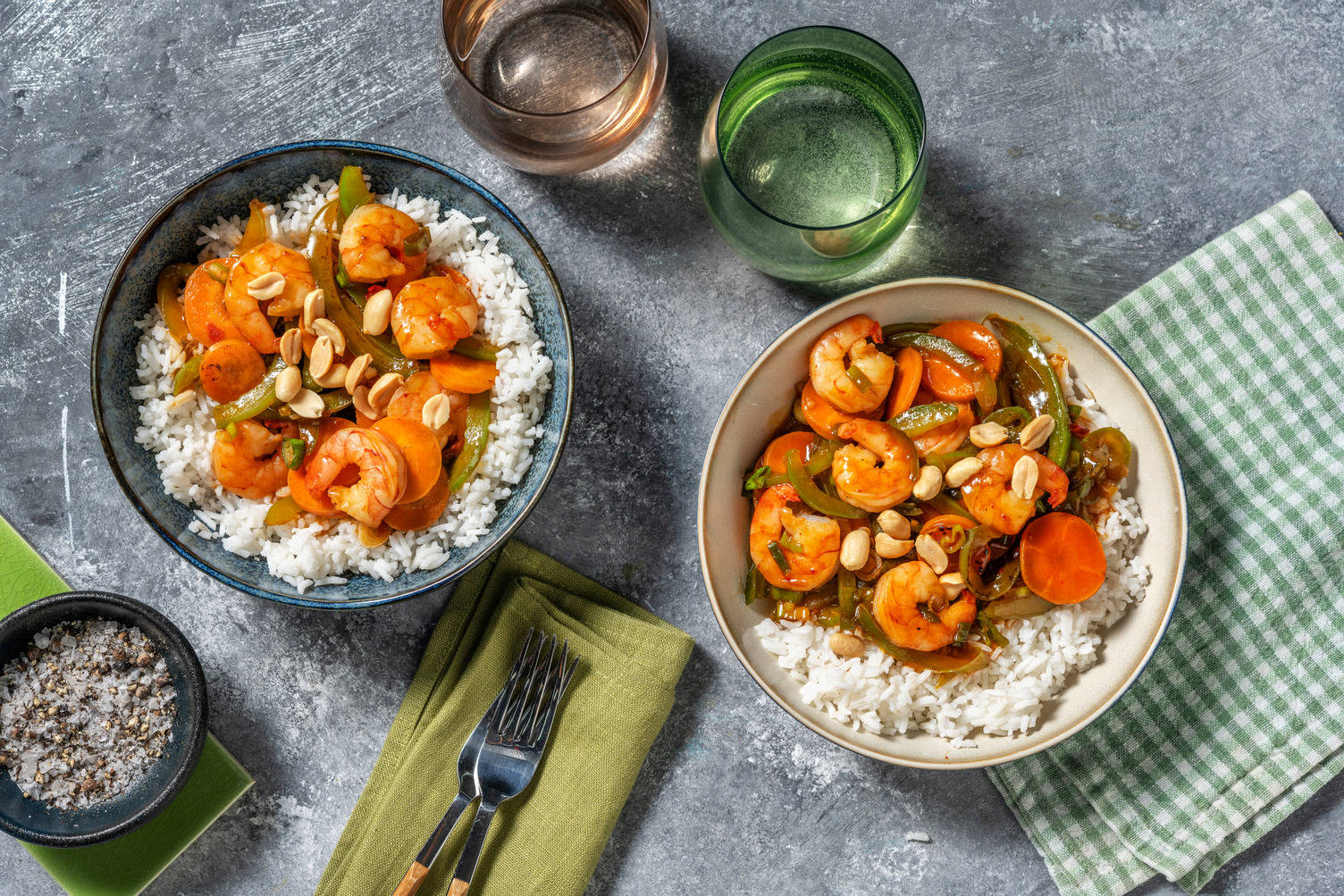 Kinesisk reje-kung pao med kylling