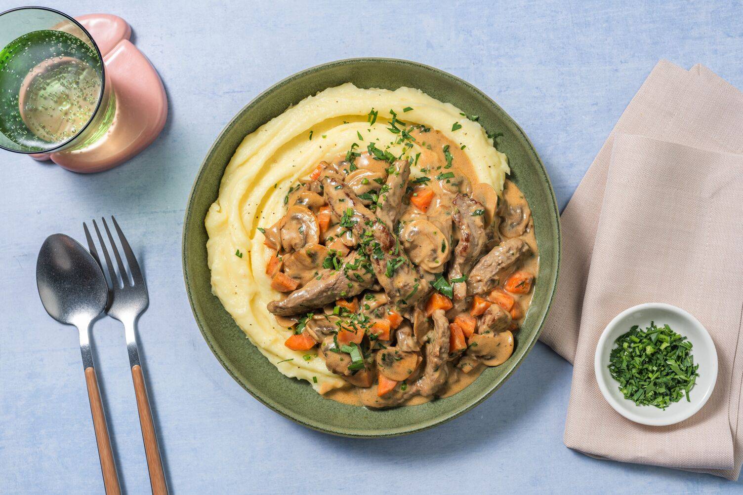Double Beef Strips Stroganoff