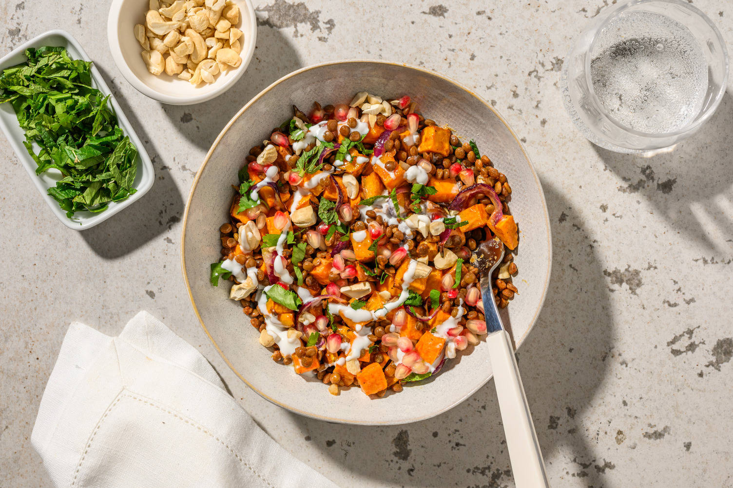Lun linsesalat à la chèvre