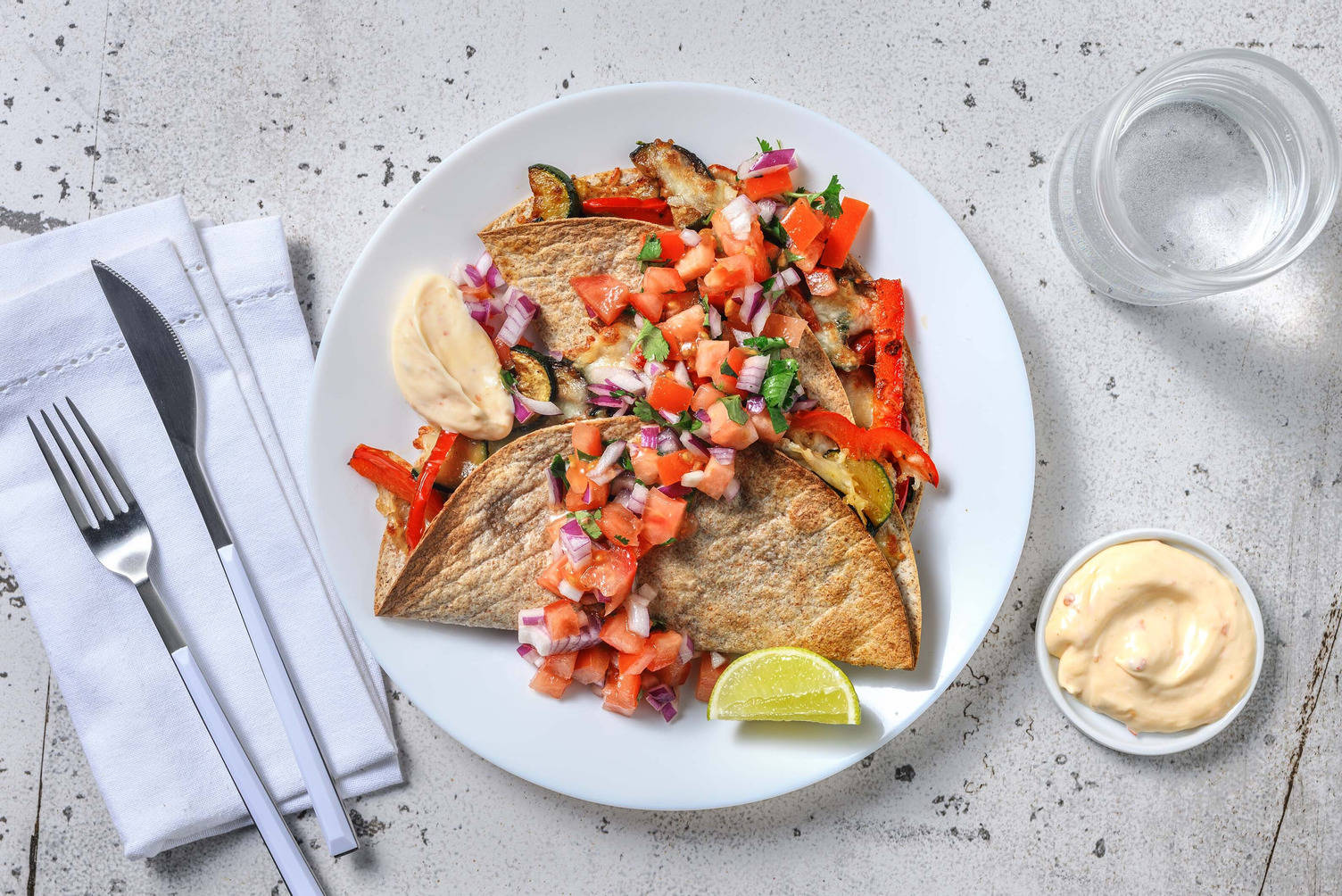 Vegetarische volkoren quesadilla's