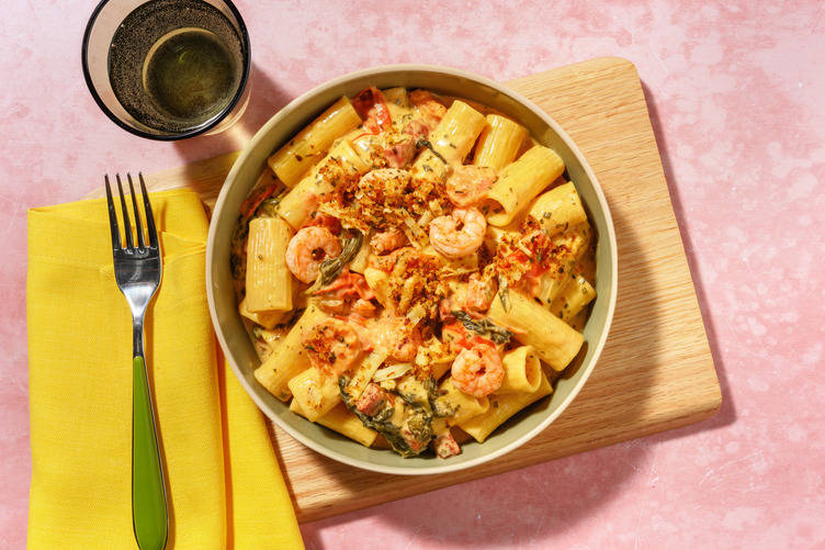 Creamy Bacon Pasta with Prawns