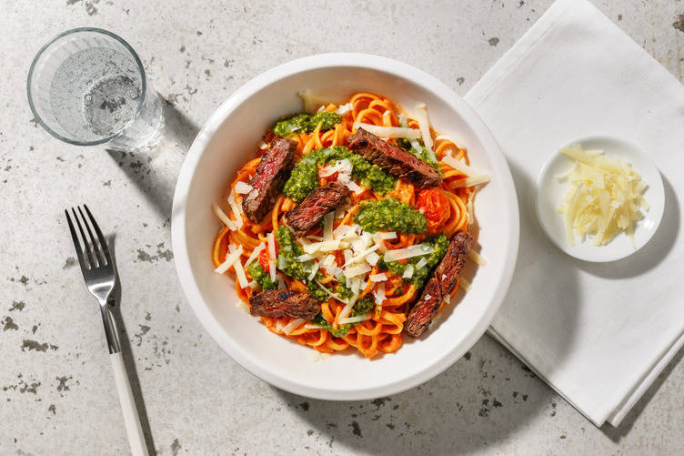 Pomodoro Pasta with Irish Beef Strips