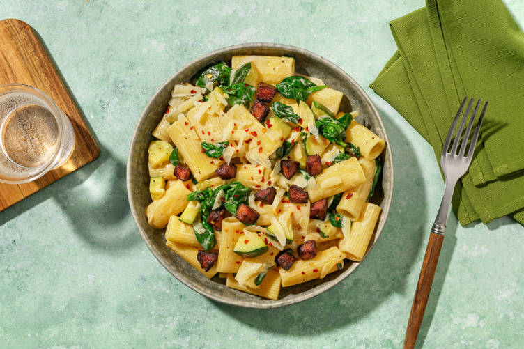 Creamy Courgette Rigatoni with Chorizo
