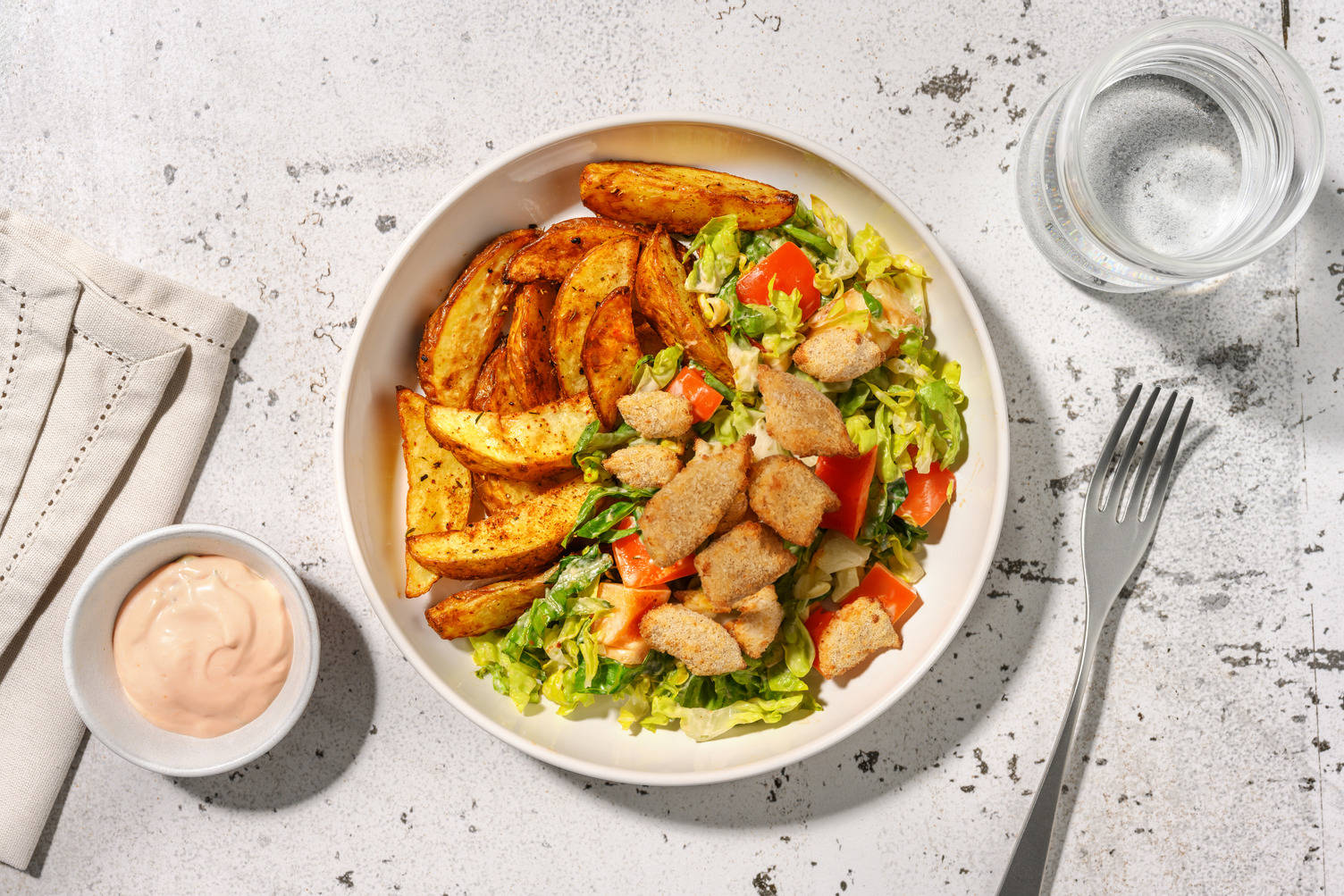 Thousand island-bowl med veganska strimlor