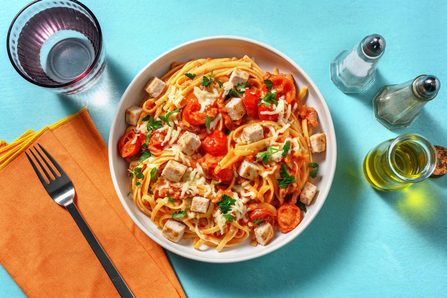 Bacon and Cheese Linguine with Irish Chicken