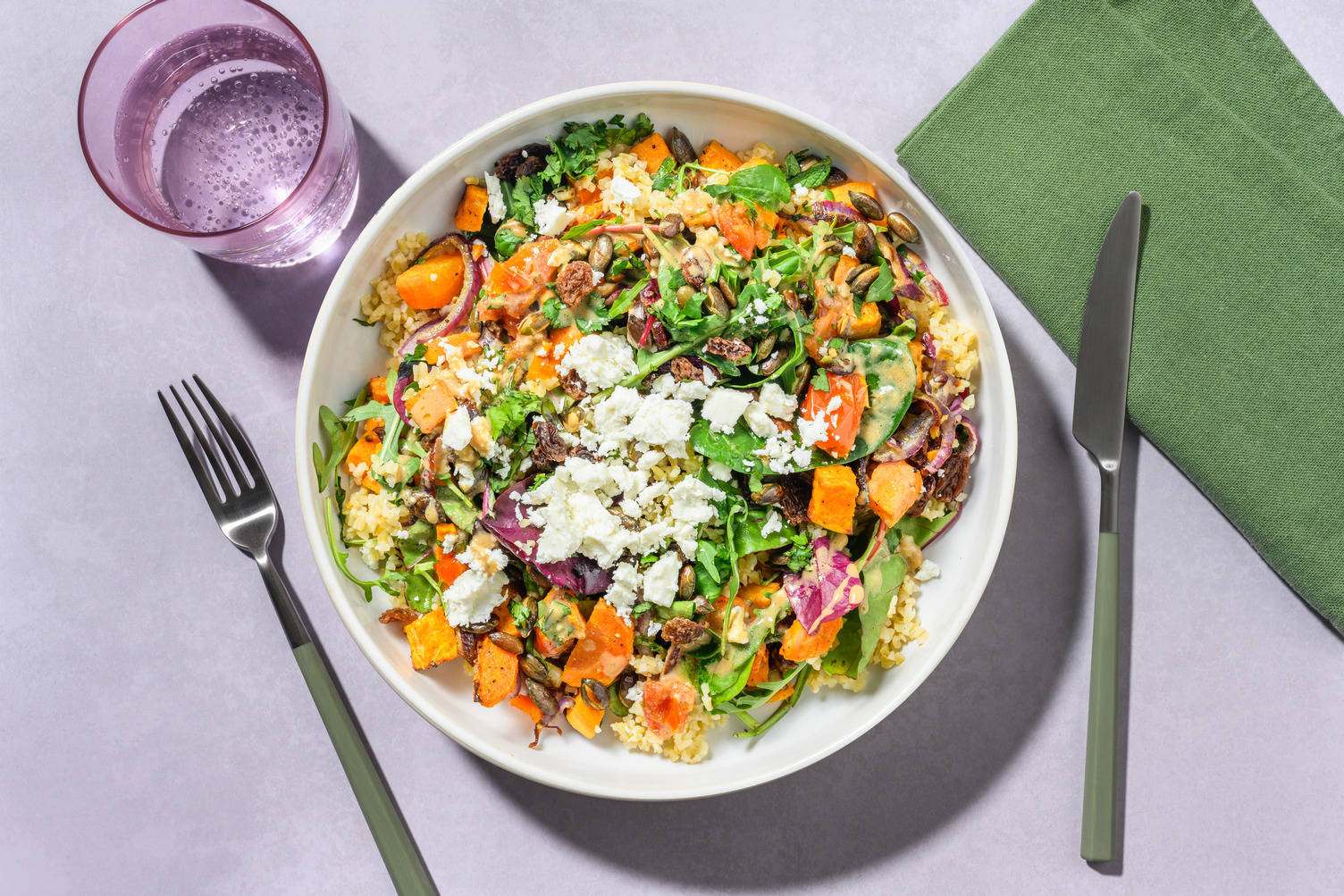 Bulgursalade met feta en zongedroogde tomaten