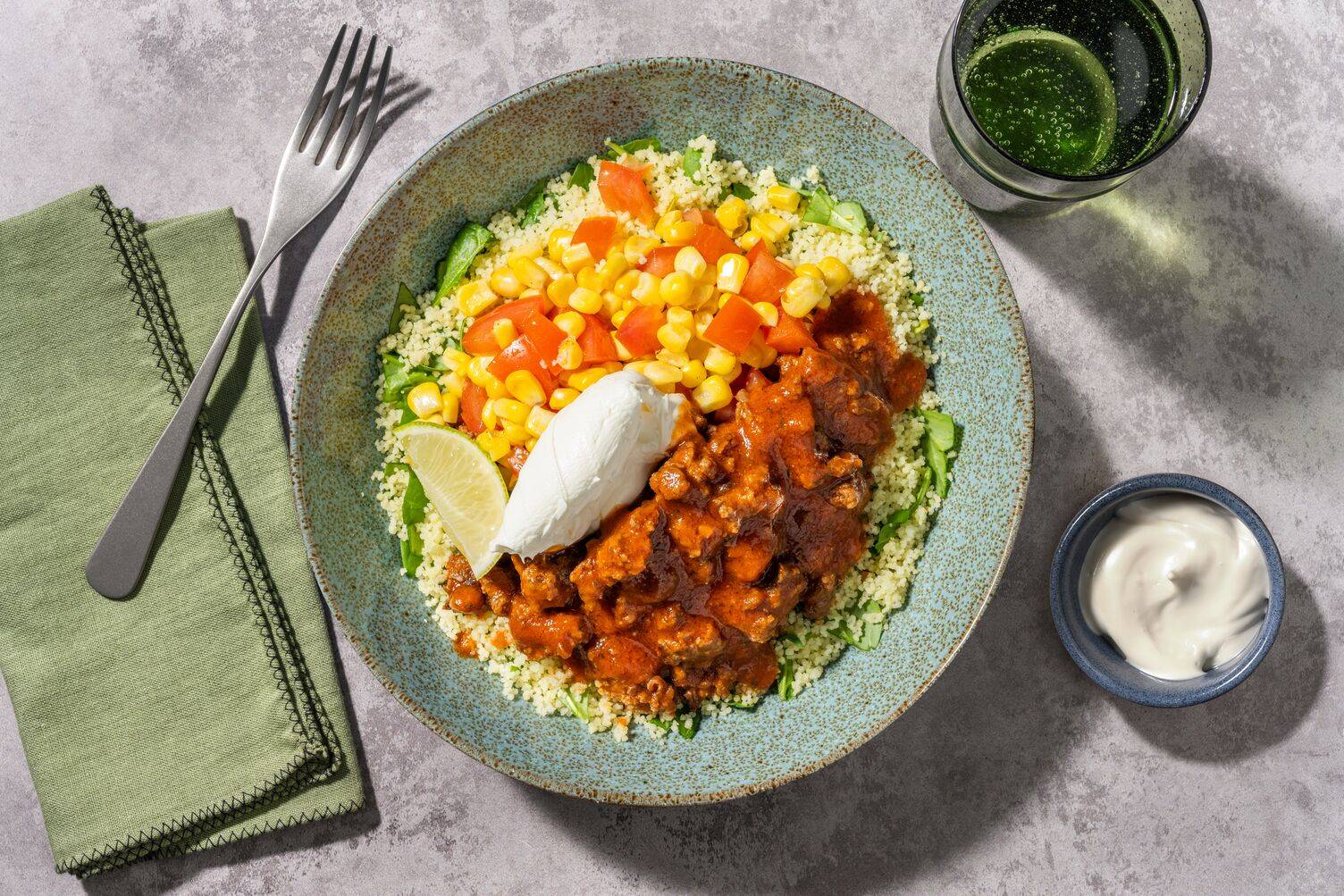 Easy Double Lean Beef Chilli & Spinach Couscous