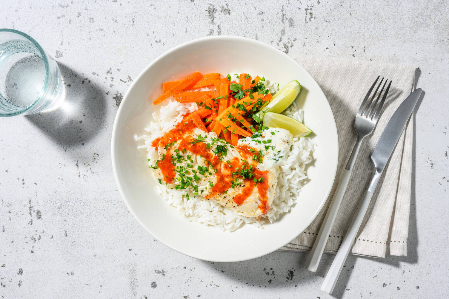 Kabeljauw met harissa en knoflookyoghurtsaus
