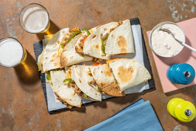 Quesadillas with Chicken Mince and Bell Pepper