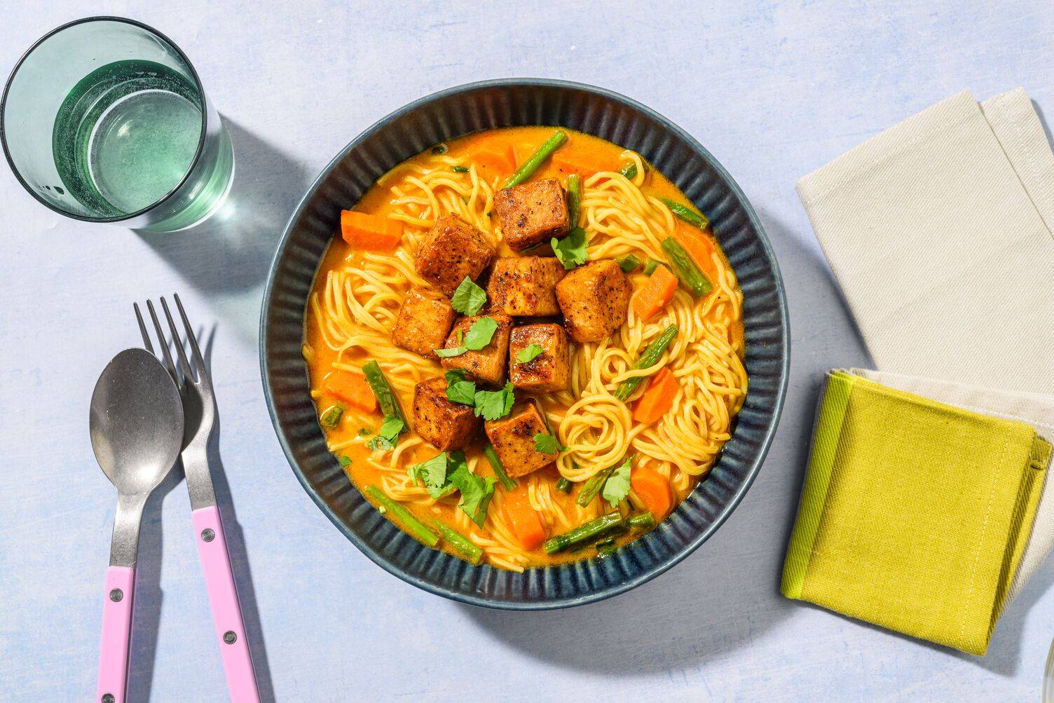 Indonesian Style Double Tofu and Veg Noodle Laksa