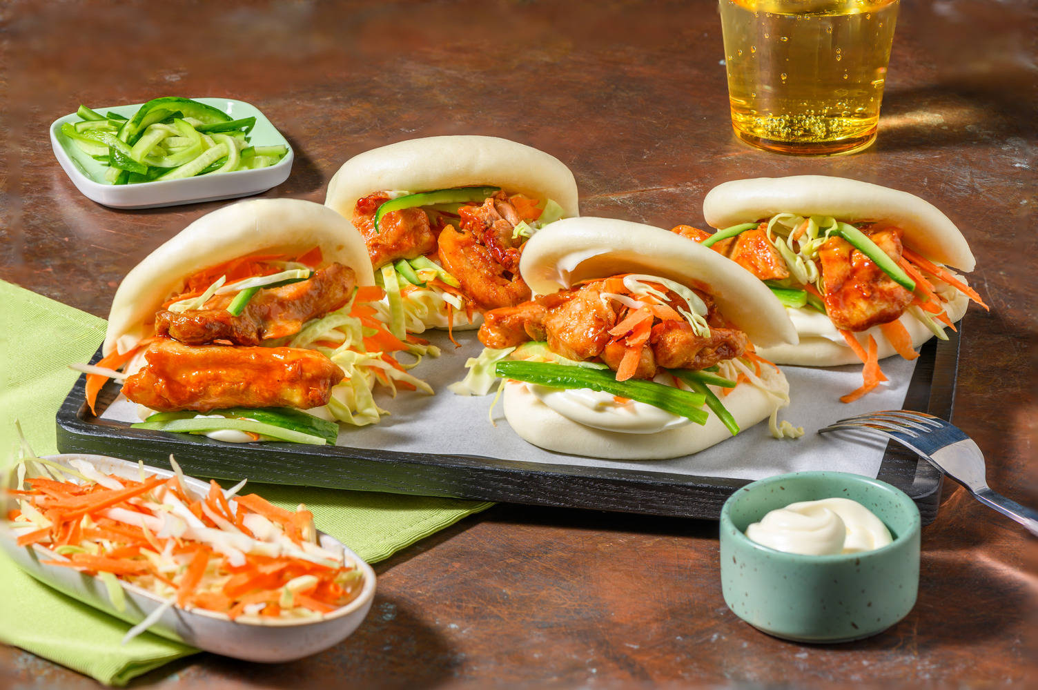 Bao Buns with BBQ Chicken