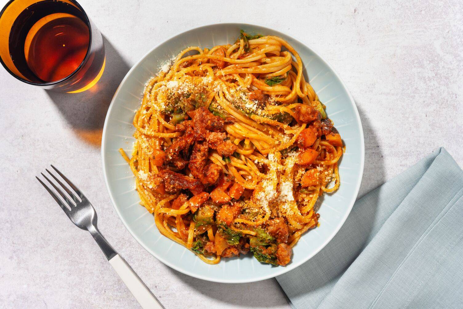 Rich Double Sausage Ragu al Forno and Spaghetti