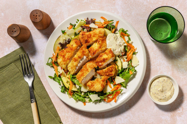 Chicken Schnitzel & Pear-Parmesan Salad