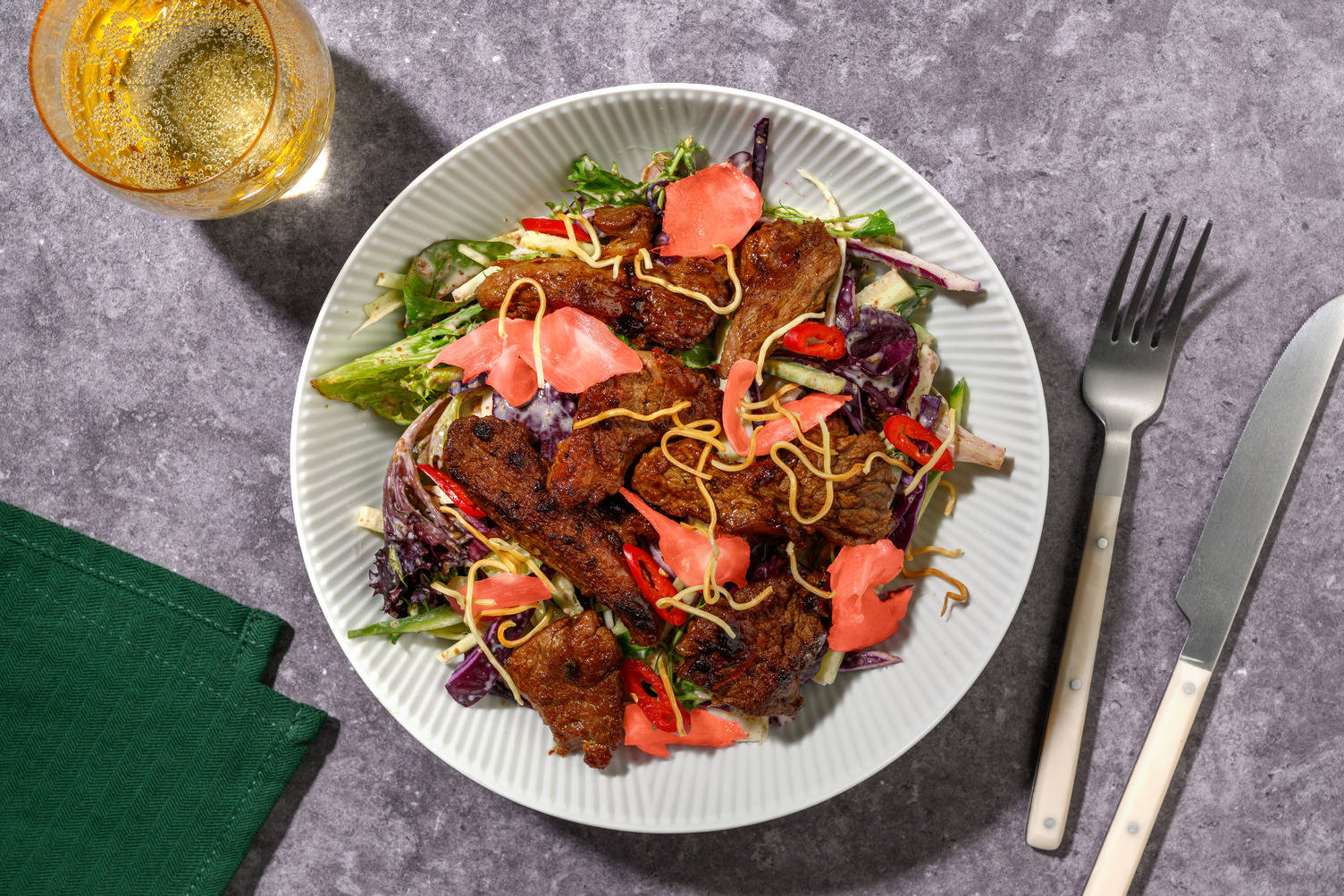 No Fuss Double Honey-Soy Beef & Wombok Salad
