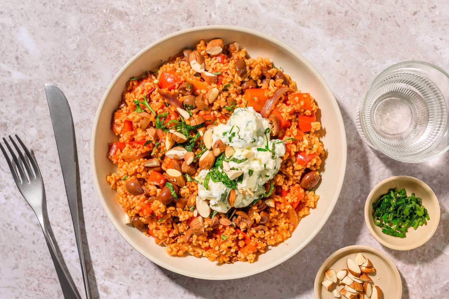 Boulgour façon pilaf à la libanaise & labneh