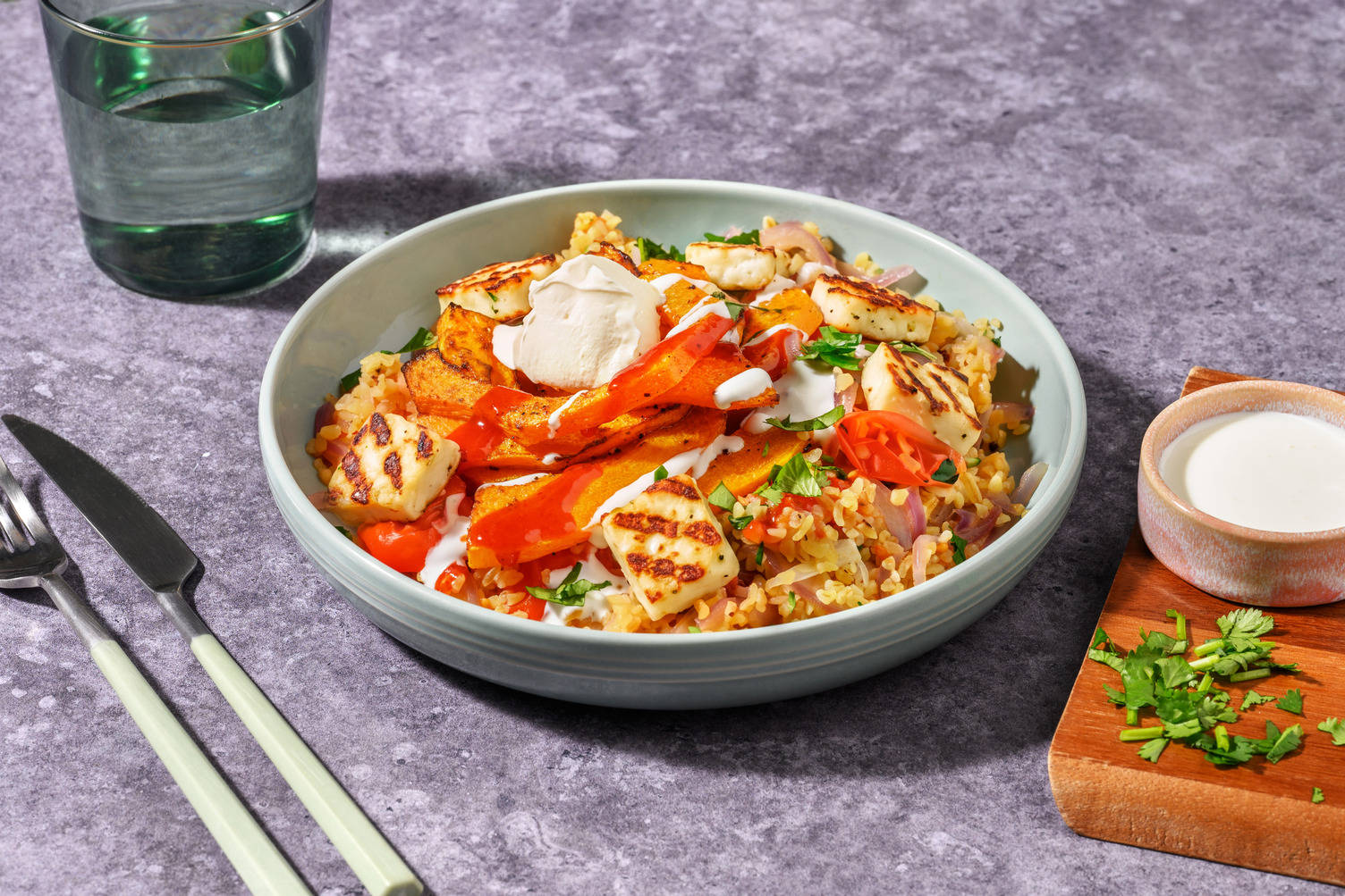 Spiced Halloumi and Butternut Bulgur Bowl