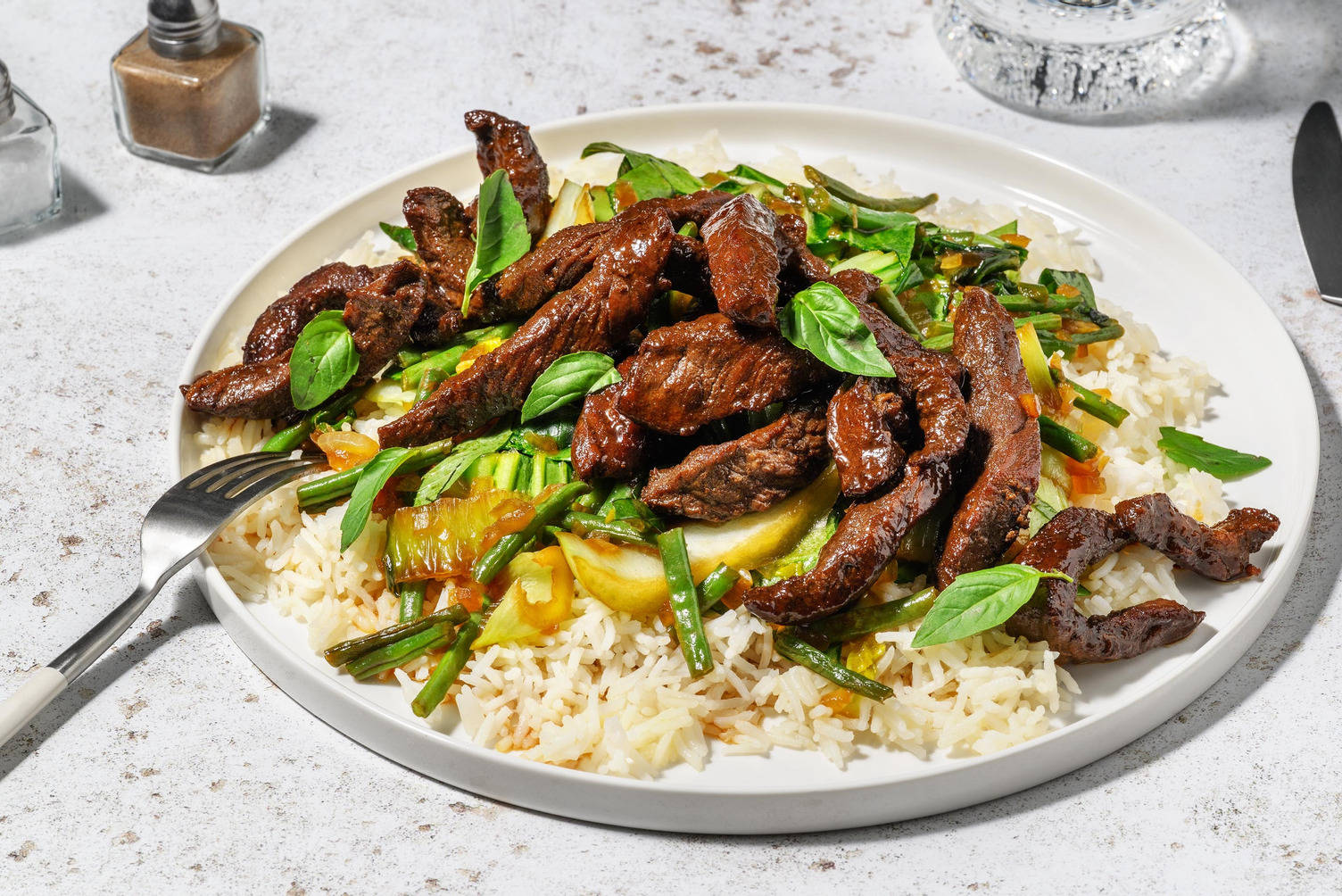 Fusion Steak Strips with Thai Basil & Korean-Style Spices