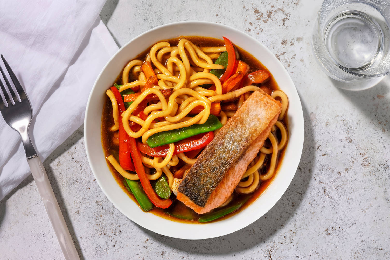 Teriyaki Salmon Udon Traybake
