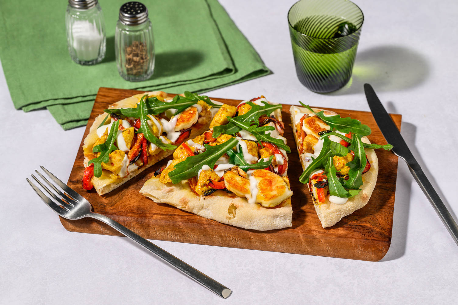 Harissa Chicken and Halloumi Loaded Naans