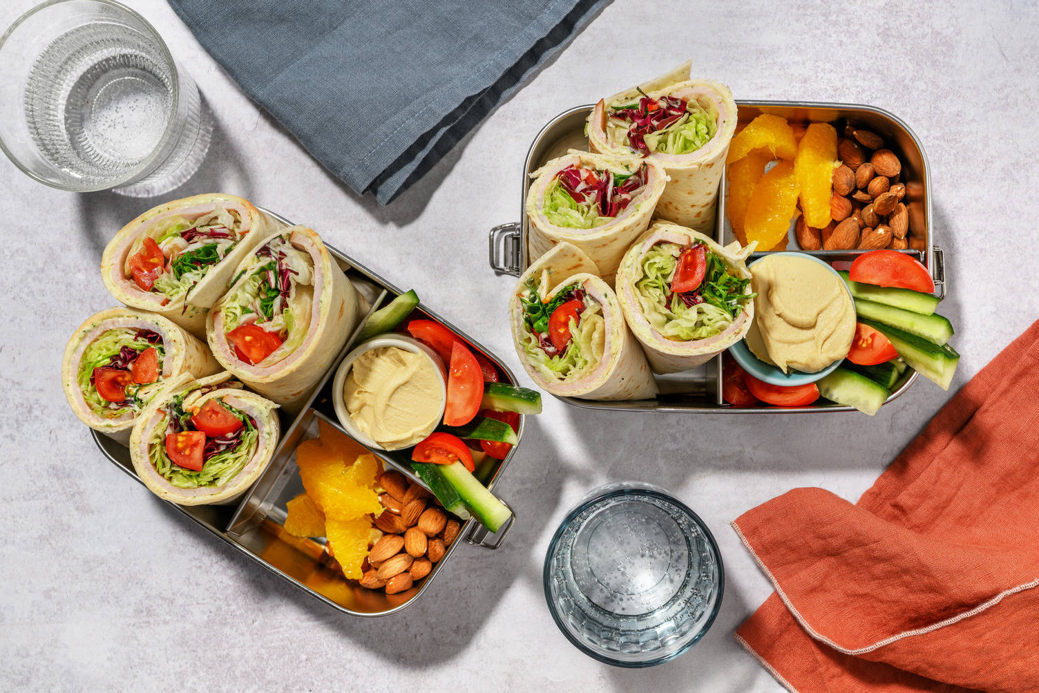 Lunch Box with Roast Chicken & Pesto Mayo Wraps 