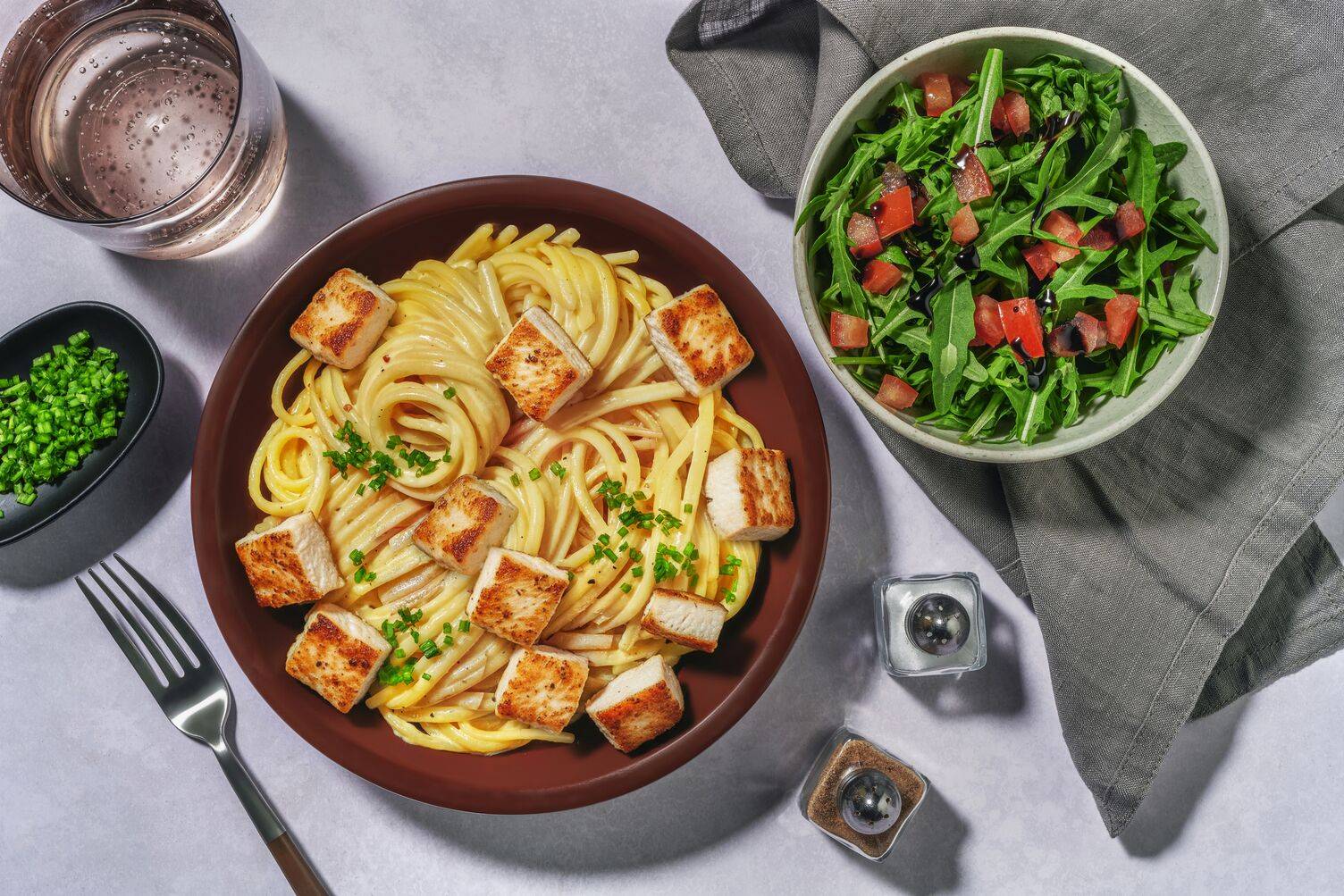 Carbonara Style Chicken Linguine