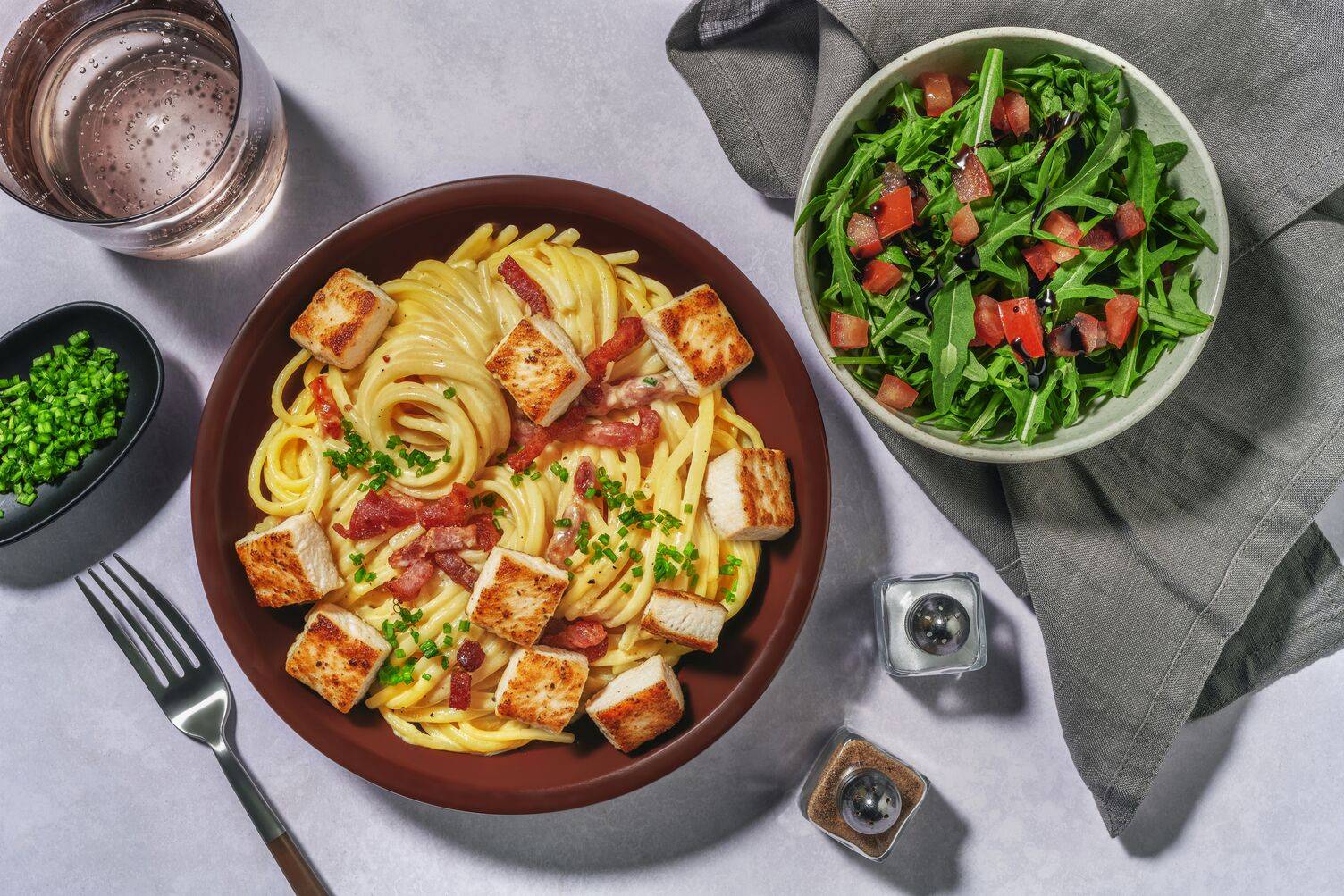 Carbonara Style Bacon Linguine with Irish Chicken