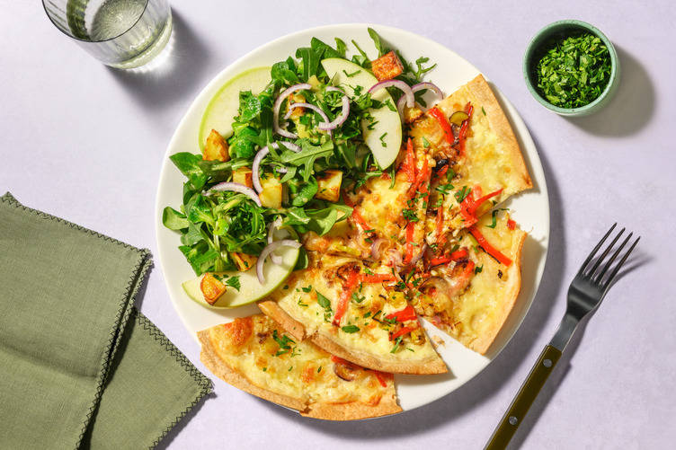 Flammkuchen met prei en mozzarella