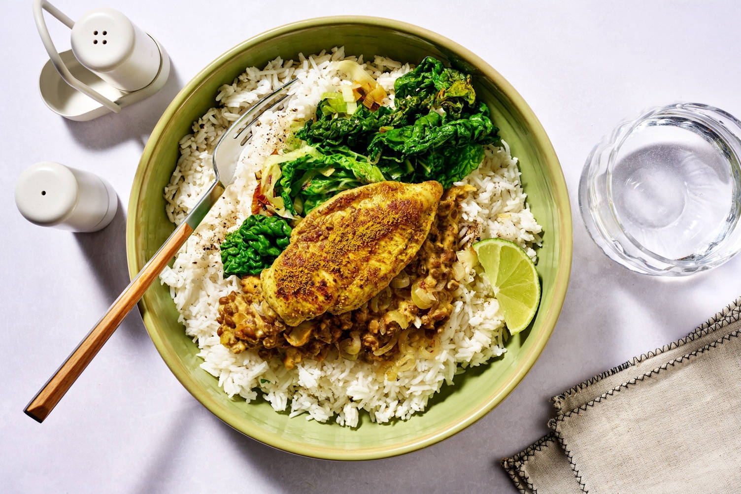 Sri Lankan Parippu and Kale Mallum with Chicken