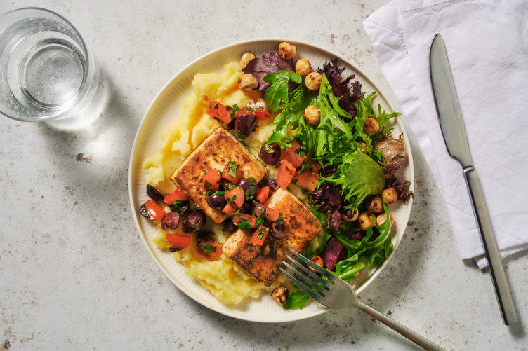 Pannstekt tofu och sauce vierge