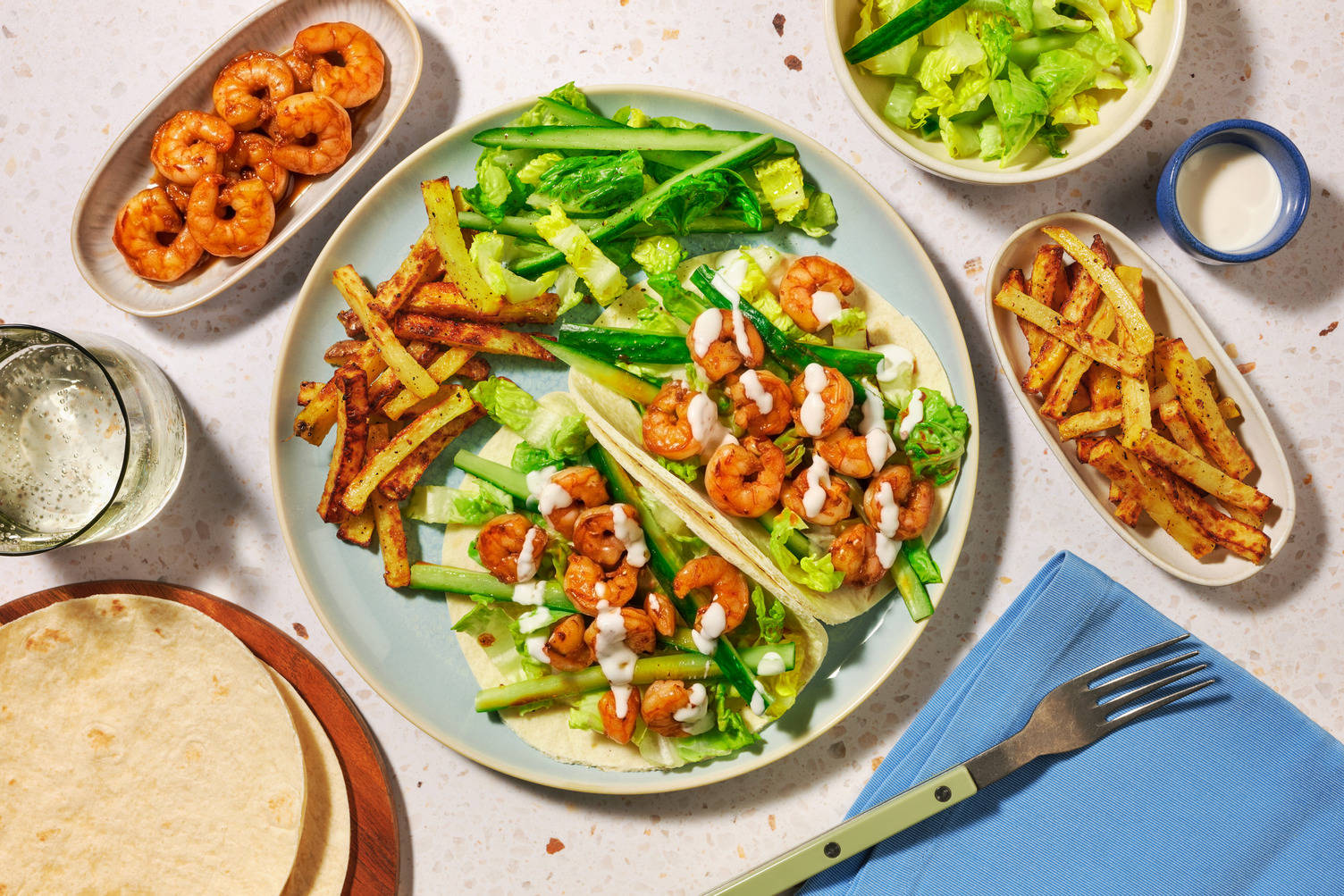 Teriyaki Prawn Tacos and Chips
