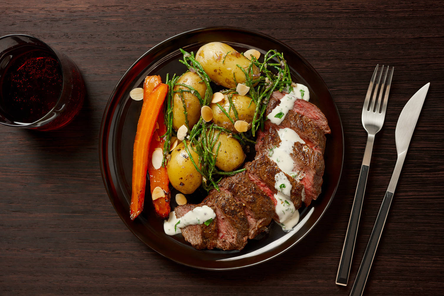 Rumpsteak og salturt-kartofler