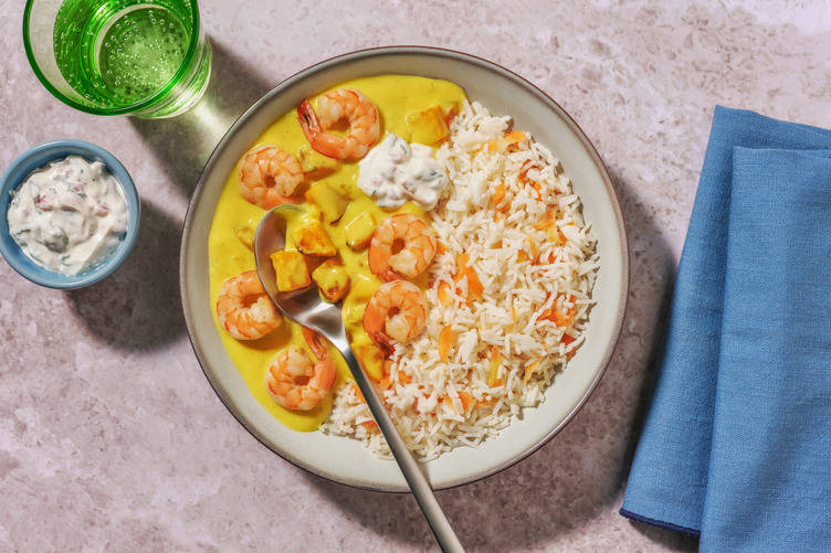 Butternut Curry and Veggie Rice with Prawns