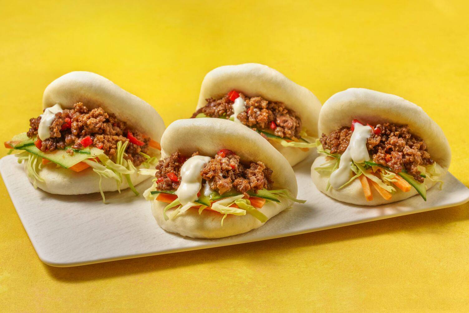 Koreanska bao-bröd med nötfärs
