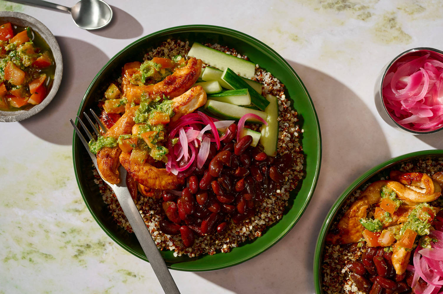 Chimichurri Bowl mit veganen Filetstreifen